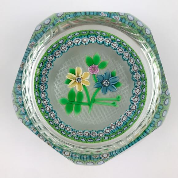 Perthshire 1983E Bouquet Lampwork Flowers Millefiori Faceted Paperweight Cert - Picture 1 of 16